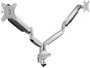 TooQ Soporte de Mesa para 2 Monitores DB3132TNR-S, Giratorio e Inclinable con Pistón de Gas, para Pantallas de 13 a 32 Pulgadas, VESA 75/100, Hasta 9kg, Plata